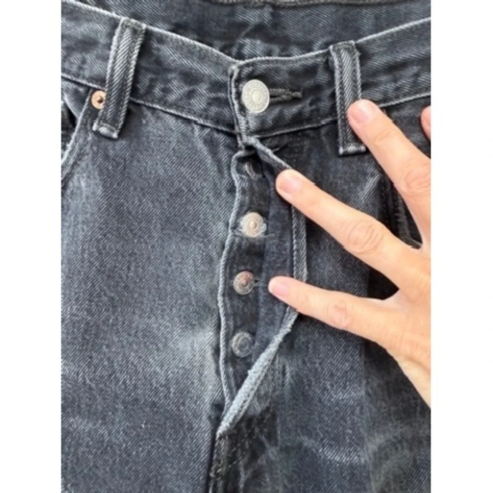 Levis 501 Original Fit Distressed Faded Black Jeans 33x32 Grunge 501-0660